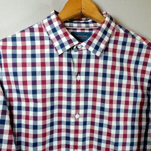 Fairlane Non-Iron Stretch Slim Fit Size Large Long Sleeve Colorful Check Spandex